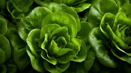 Fototapeta premium Green leaf lettuce close up fresh produce in a vibrant garden setting