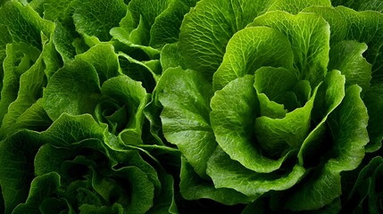 Obraz premium Fresh green lettuce leaves close up photograph with natural lighting high-quality
