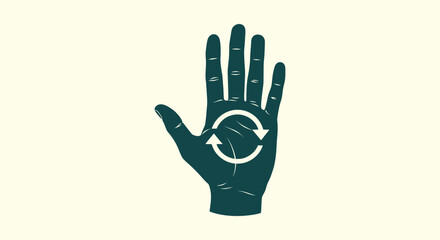 Fototapeta premium Minimalist Hand Illustration with Reuse Icon Representing Circular Economy and Ecology Protection