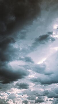 Colorful Cloudy Blue Sky Fluffy Clouds 6k Timelapse. Clouds Illuminated By Sun Move