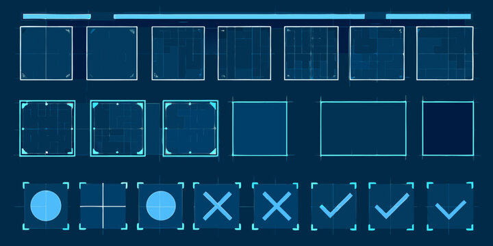 futuristic user interface elements sci fi hud kit blue neon style