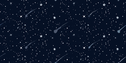 starry night sky with shooting stars dark blue background © Partha