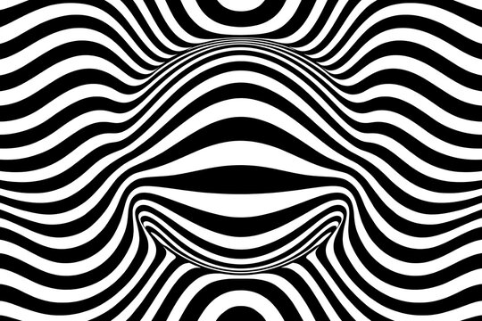 Black and white hypnotic wave pattern optical illusion