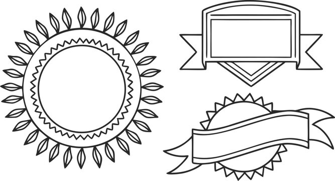 Hand-drawn doodle set featuring sun, camera, and polaroid frames with decorative borders