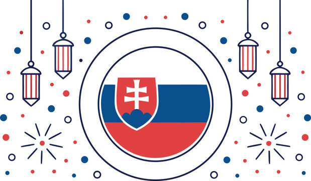Of slovakia's constitution day with national symbols and flags national flag coat of arms