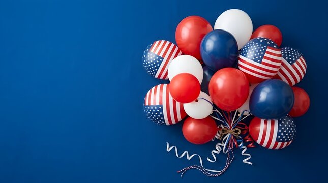 Festive fourth of july celebration a vibrant cluster of red white and blue balloons