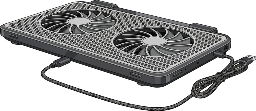 Laptop cooler stand provides dual cooling fans to prevent device.