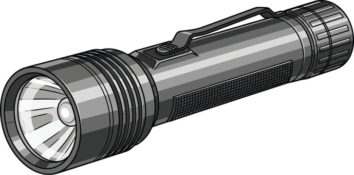 Flashlight in a durable metal casing provides bright light for dark nights.