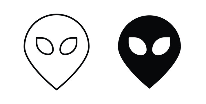 Alien icon graphic designs pack. thin line icon set.