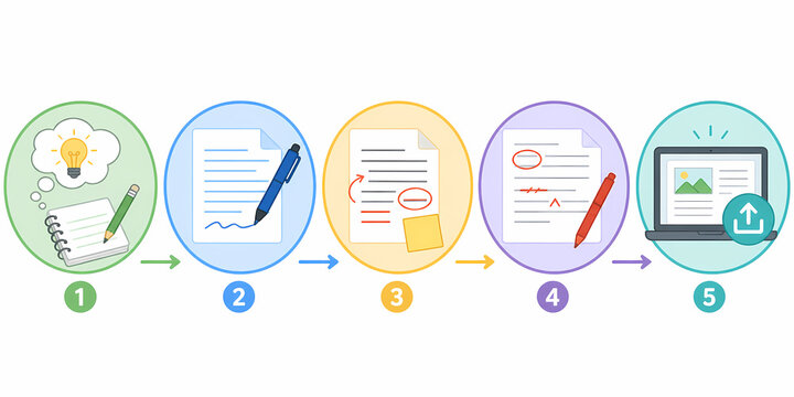 Writing process five stages flow diagram