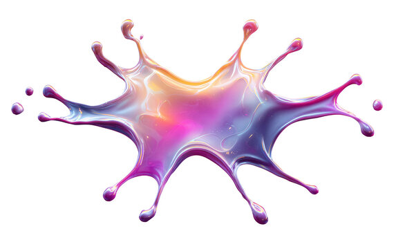 Vibrant neon fluid burst forming star shape with dynamic splash effect and abstract energy flow Isolated on transparent background PNG
