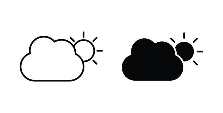 Cloudy Day icon graphic designs pack. thin line icon set.