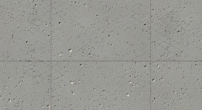 Gray concrete wall with square panels.