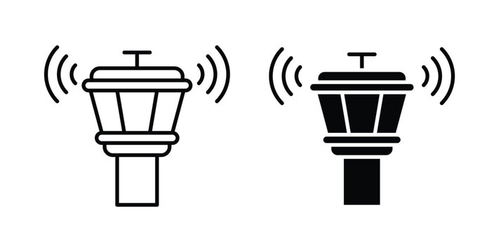 Control Tower icon graphic designs pack. thin line icon set.