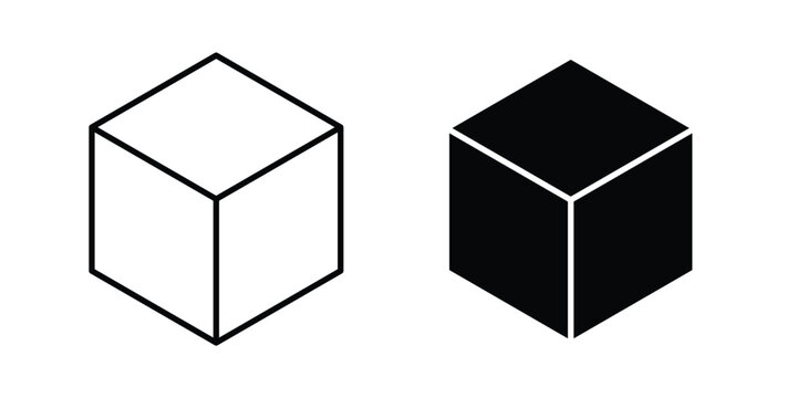 Cube icon graphic designs pack. thin line icon set.
