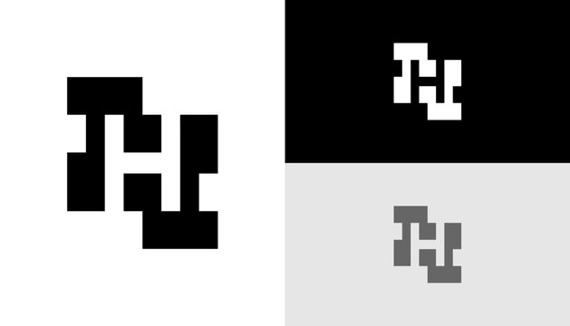 Black and white pixelated letter H.