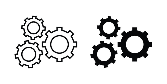 Gears icon graphic designs pack. thin line icon set.