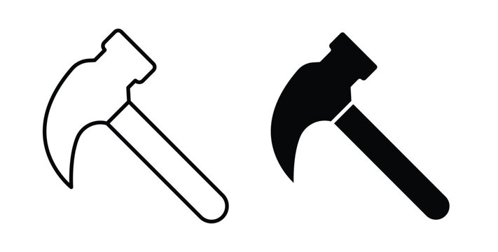 Hammer icon graphic designs pack. thin line icon set.