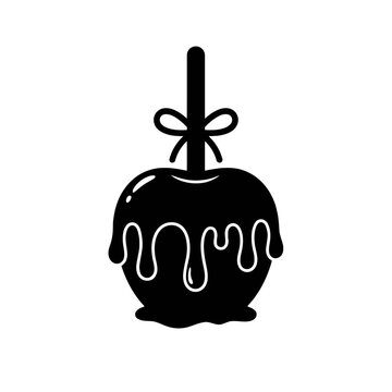 Halloween candy apple silhouette vector illustration
