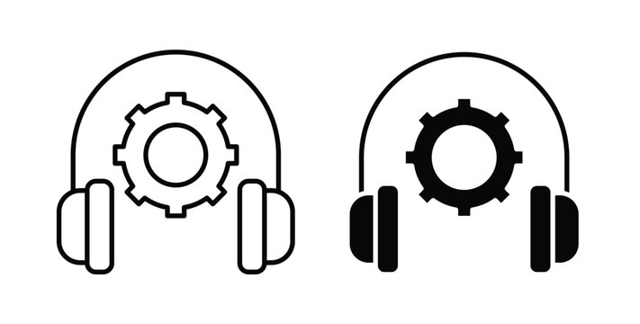 Technical support icon graphic designs pack. thin line icon set.