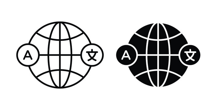 Translate icon graphic designs pack. thin line icon set.