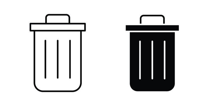 Trash Bin icon graphic designs pack. thin line icon set.