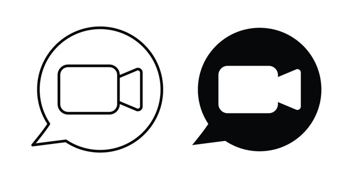 Video call icon graphic designs pack. thin line icon set.