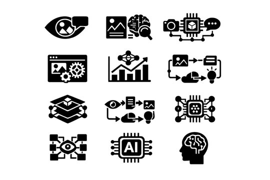 Reasoning semantic set interface fill icons language vision no icon ai vector