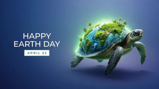 Earth Day Celebration with Planet Turtle Illustration
