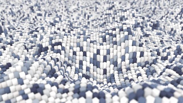 Abstract  background with a wavy surface made of small cubes, 4k animation seamless loop