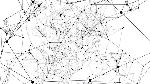 Abstract network animation on white background. Seamless loop	