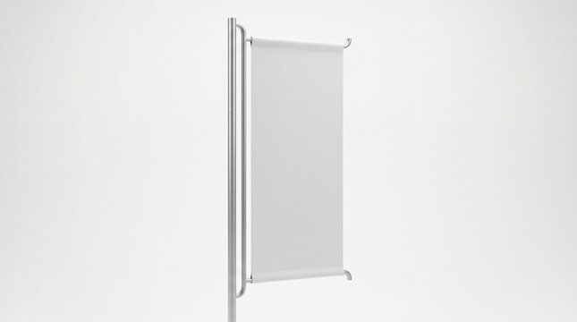 Street pole vertical flag banner mockup isolated on white background for urban event promotion.