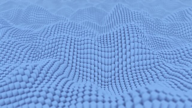 Abstract  background with a wavy surface made of small cubes changing color 4k seamless loop