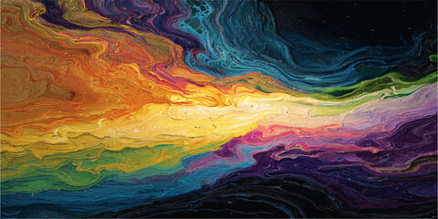 A swirling galaxy of vibrant color, where vivid hues blend to create a mesmerizing spectacle, expressing creativity and fluidity.  © dark chocolate