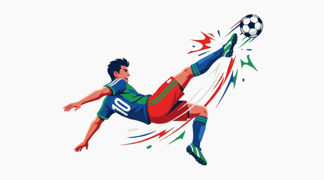 soccer player performing bicycle kick 2026 world cup vector illustration. 2026 soccer world championship