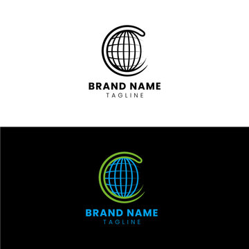 Modern Letter C Globe Logo Design &ndash; Global Digital Technology Corporate Branding