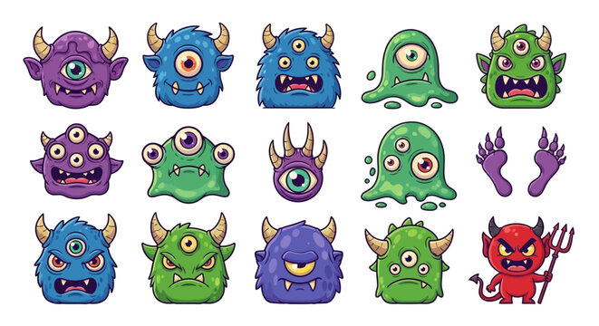 A collection of cute monster stickers.