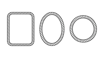 Nautical rope frame vector set, rectangular and oval twisted cord borders for marine design, vintage maritime labels, sailing themes, and decorative badge compositions isolated on white background © Gary D. Marlow