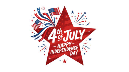 Obraz premium Festive fourth of july celebration a vibrant star shaped design with fireworks and american flags
