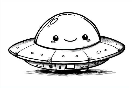かわいいUFO円盤キャラクターのイラスト