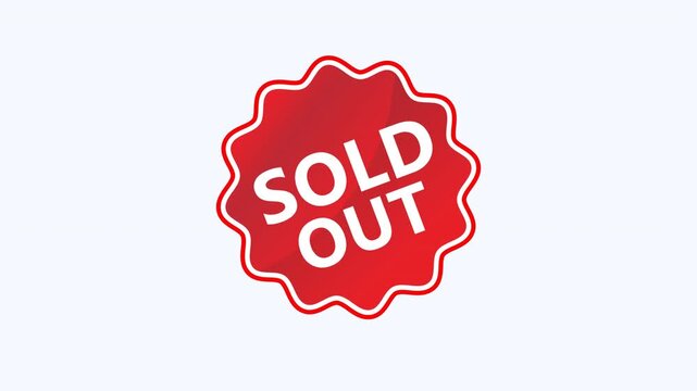 Red starburst sold out sticker suitable for indicating out of stock items on websites or marketing materials. Ideal for marketing graphics.