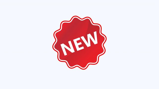Red starburst sticker with new is perfect for promoting products, announcing launches, or showcasing exciting updates in marketing materials.