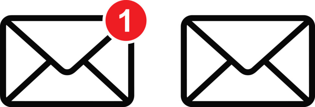 Email notification icons with unread message indicator on white background