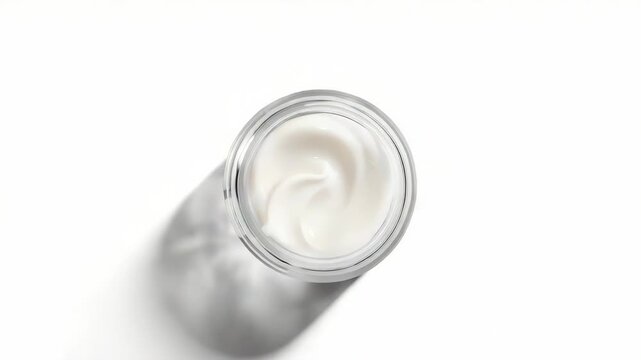 White cream jar skincare cosmetic moisturizer white glass jar smooth texture soft lighting minimal