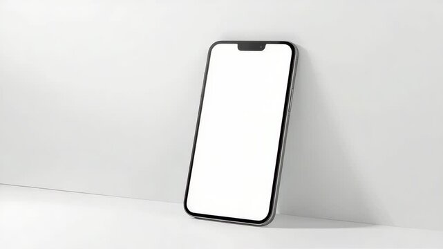 Minimal smartphone mobile blank screen on white background minimal modern composition for mockup