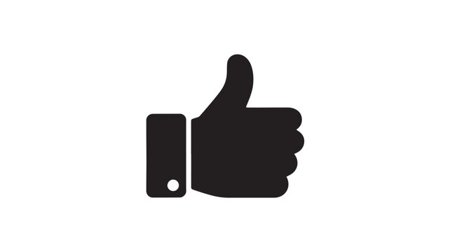Black Thumbs Up Icon on White Background For Social Media Approval Concepts