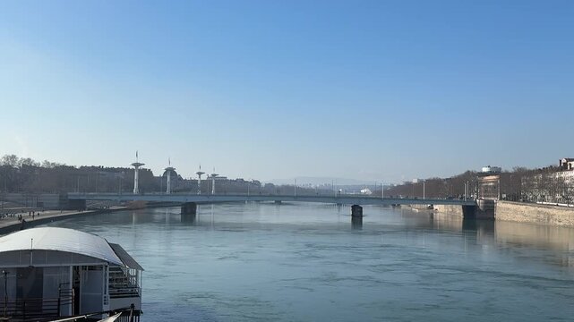 Rhone River Lyon with Bridges and Buildings City View