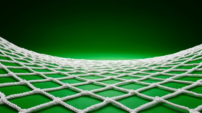White soccer net pattern over vibrant green background
