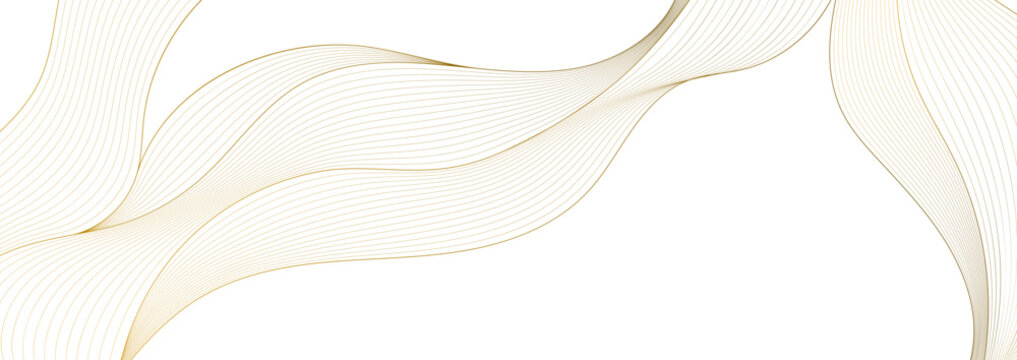 luxury golden line art design with transparent background elegant fluid wavy gold lines background