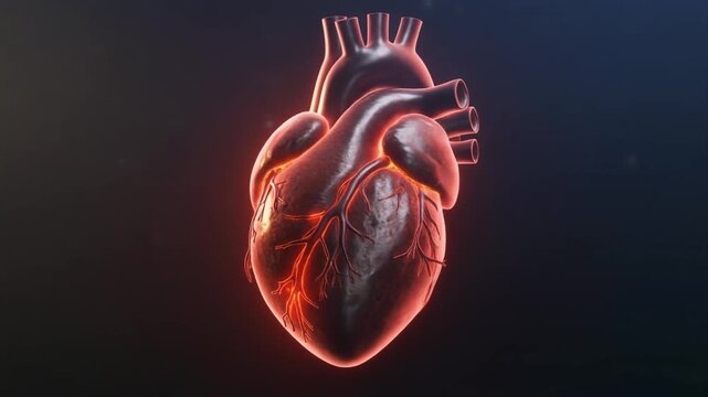 3D Render of Human Heart Showing Atherosclerosis in Coronary Arteries